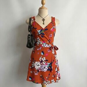 Mini Romper Wrap Dress Summer Spring Loose Flowy Stretchy size LARGE